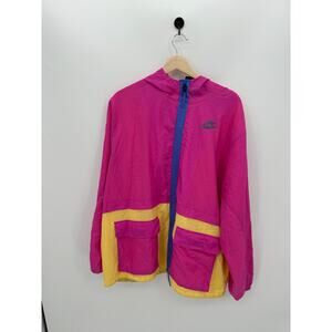 Nike Womens Full Zip Retro Windbreak Size 2X Neon Woven Jacket Gym Running